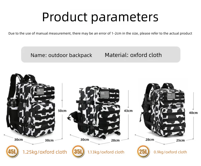 45L/35L/25L Tactical Backpack  - Outdoor Adventure Backpack ulasan dan harga